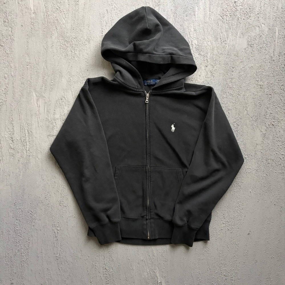 Vintage Polo Ralph Lauren Zip Up Hoodie Medium Black 2000s Y2K